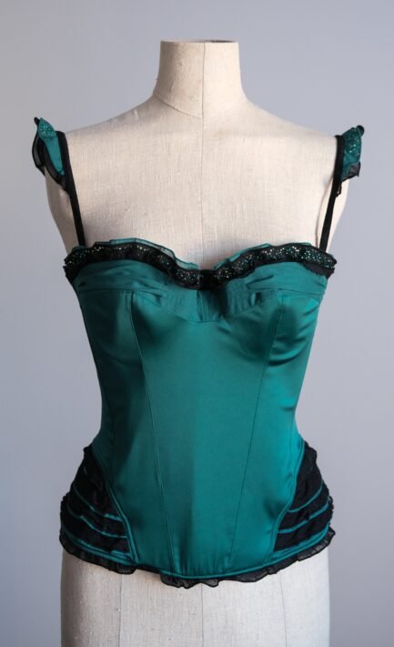 CHRISTIAN LACROIX 2000's Emerald Satin Bustier (S-M)