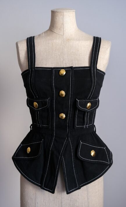 CHRISTIAN LACROIX 1993 Contrast Stitch Cotton Bustier (XS)