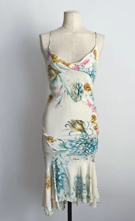 ROBERTO CAVALLI 2002 Floral Silk Dress (XS-S)
