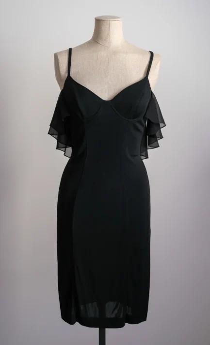 THIERRY MUGLER 1990's Black Ruffle Dress (S)