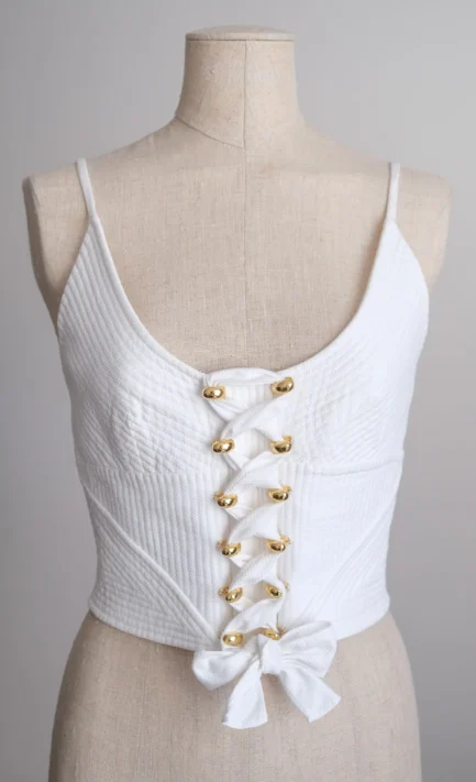VALENTINO 1995 White Wool Lace Up Corset (S)