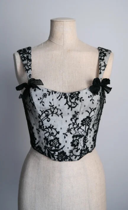 LOLITA LEMPICKA 1995 Black Floral Lace Corset (XS-S)