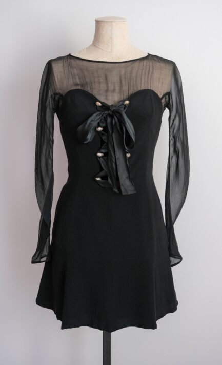 VALENTINO 1992 Carla Bruni Silk Lace Up Mini Dress (XS-S)