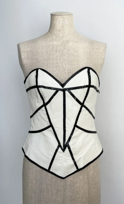 THIERRY MUGLER Couture 2001 Futuristic Leather Corset (M)