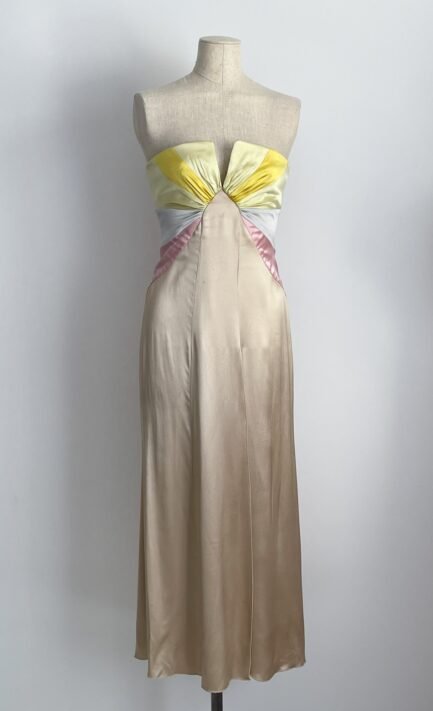 VALENTINO 2005 Champagne Rainbow Bustier Gown (S)