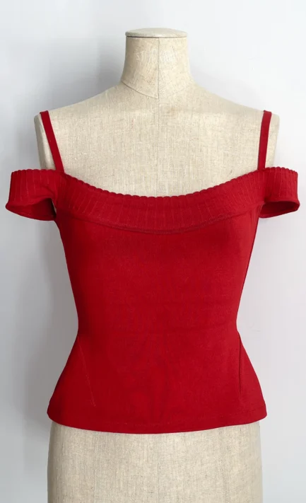 ALAÏA 1992 Off Shoulder Red Top (XS)
