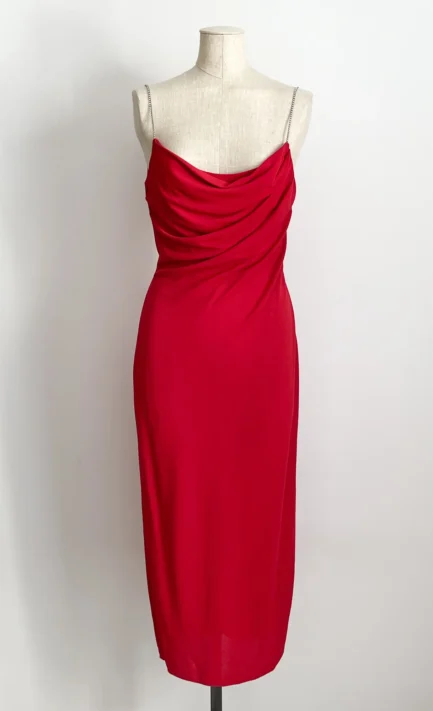 BLUMARINE 1990's Draped Red Strass Dress (M)
