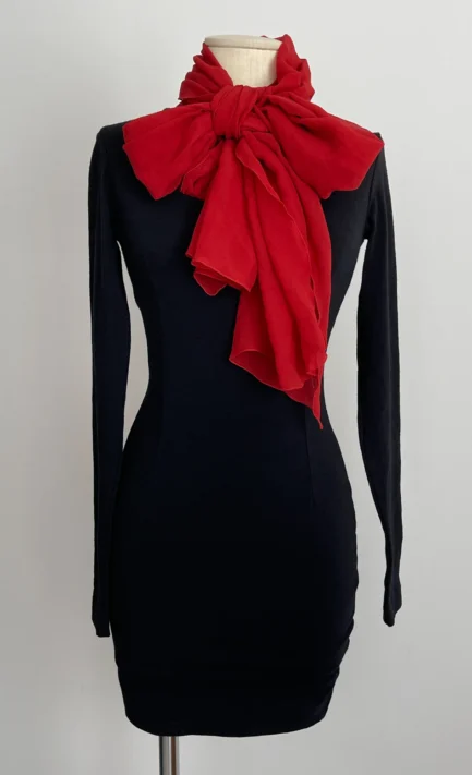 DOLCE & GABBANA 1991 Red Scarf Wool Dress (S)