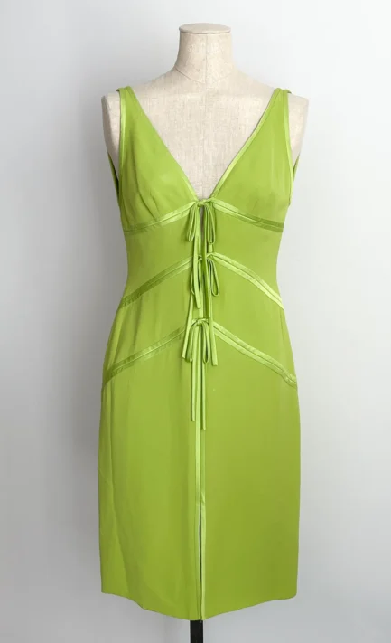 VALENTINO early 2000's Apple Green Silk Dress (M)