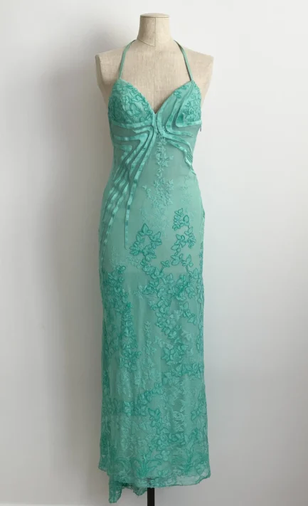 VERSACE 2000 Gisele Bündchen Mermaid Turquoise Gown (S)