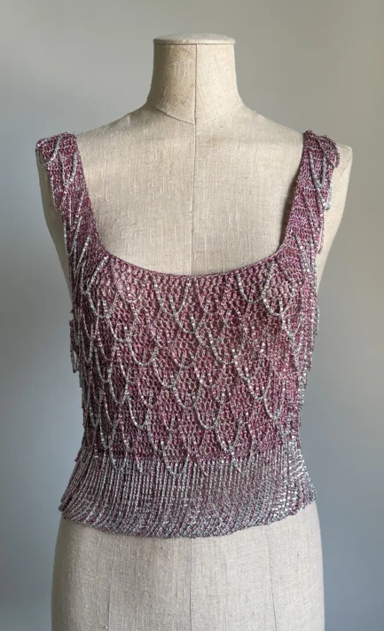 LORIS AZZARO 1973 Pink Chainmail Top (M)
