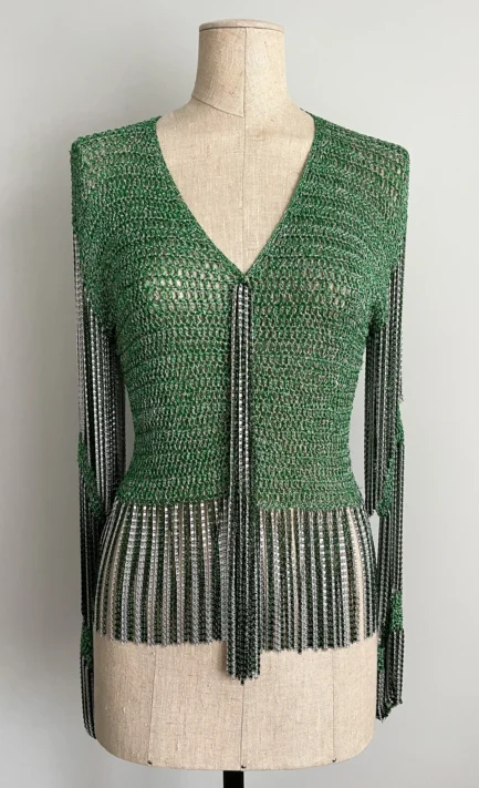 LORIS AZZARO 1971 Green Chainmail Top (S-M)