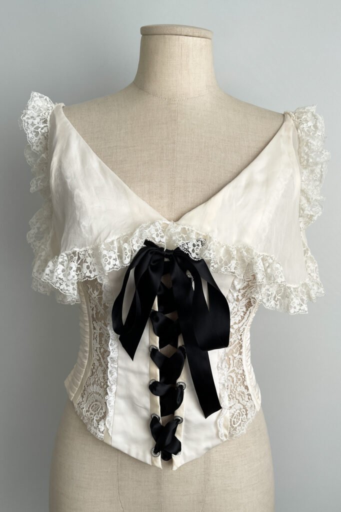 The Val corset in cerulean stripe
