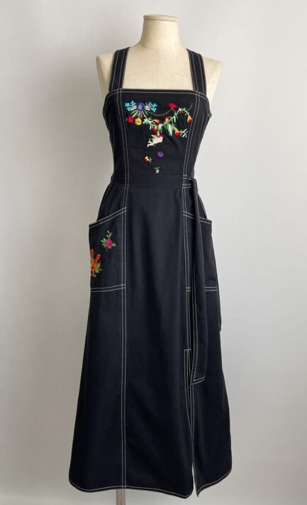 CHRISTIAN LACROIX 1993 Embroidered Cotton Apron Dress (XS-S)