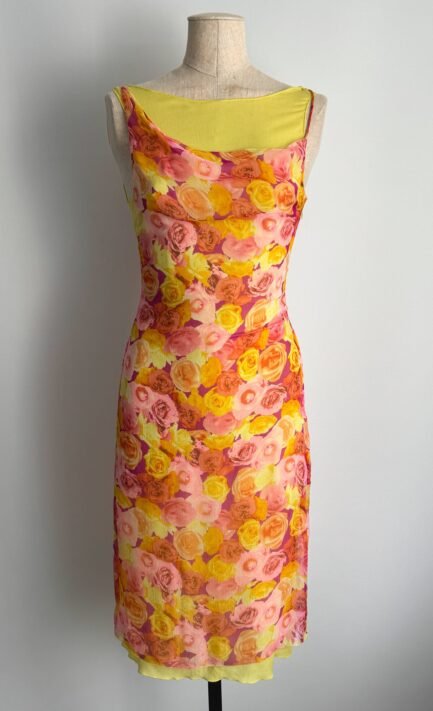 ATELIER VERSACE 1998 Asymmetric Floral Dress (XS)