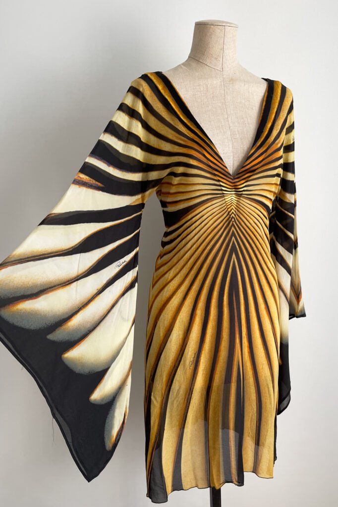 Roberto Cavall 2007 Iridescent Blue Green Silk Maxi Dress