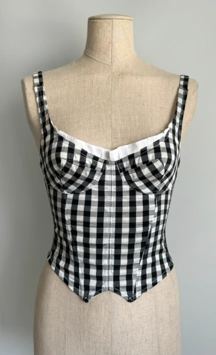 CHANTAL THOMASS 1988 Black & White Gingham Corset (S)