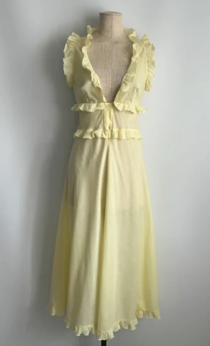 CHRISTIAN DIOR 1980's Yellow Cotton Nightgown (S-M)