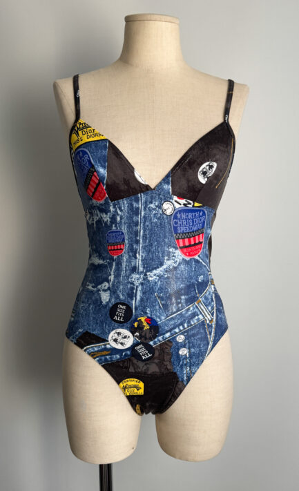 CHRISTIAN DIOR 2001 Diorella Trompe L'oeil Blue Swimsuit (S-M)