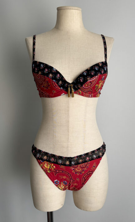 CHRISTIAN DIOR 2002 Red Paisley Bikini (S-M)