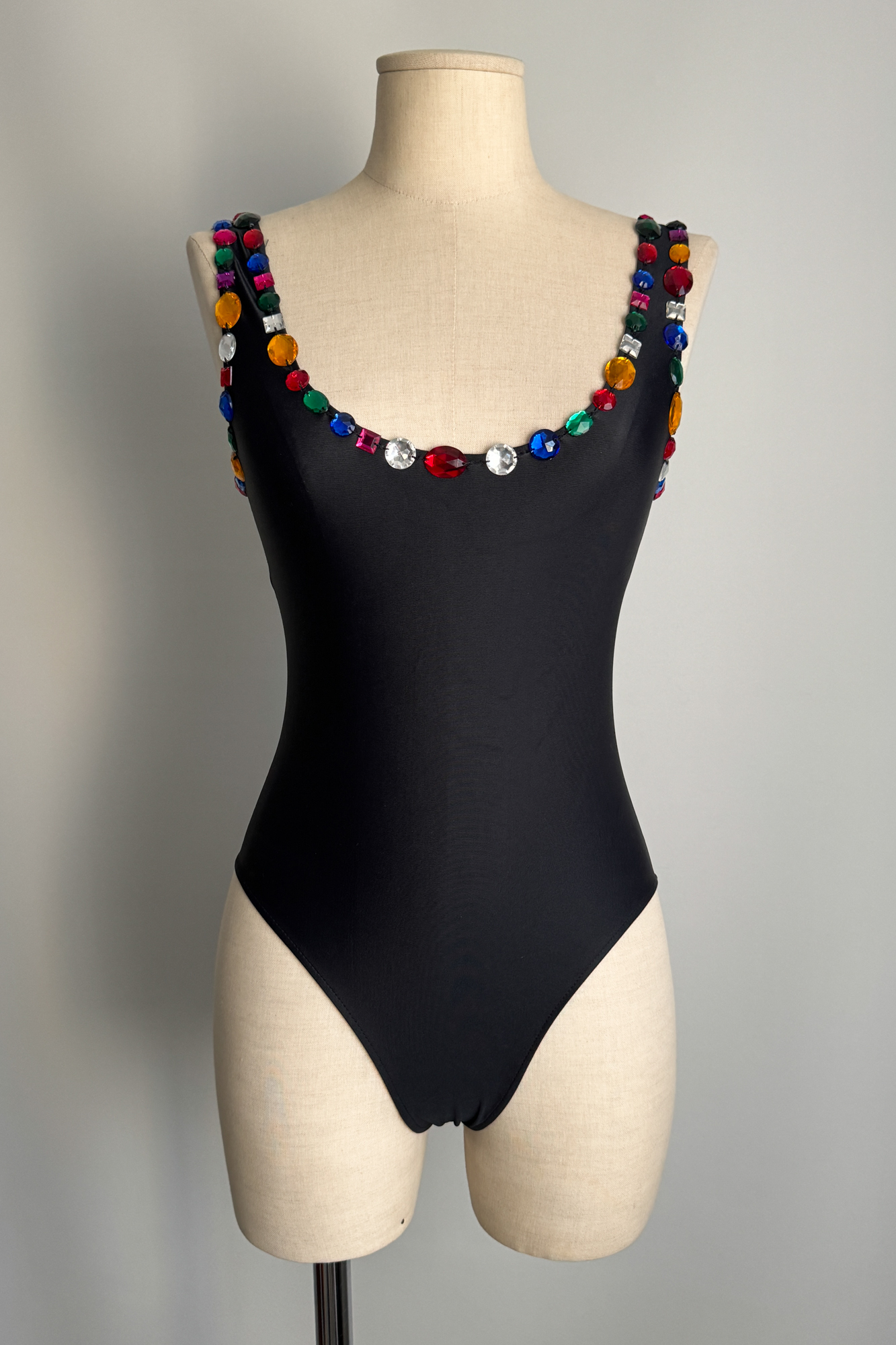 EMERIEU-Dolce-&-Gabbana-FW-1991-black-multicolor-rhinestones-vintage-swimsuit-1