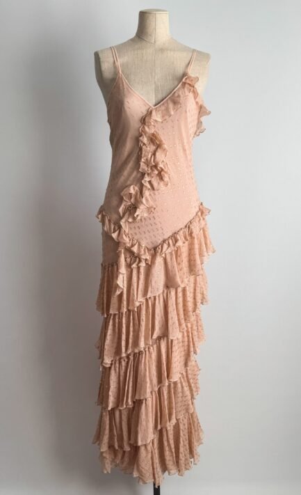 MOSCHINO 2000's Pink Beige Ruffle Maxi Dress (M-L)
