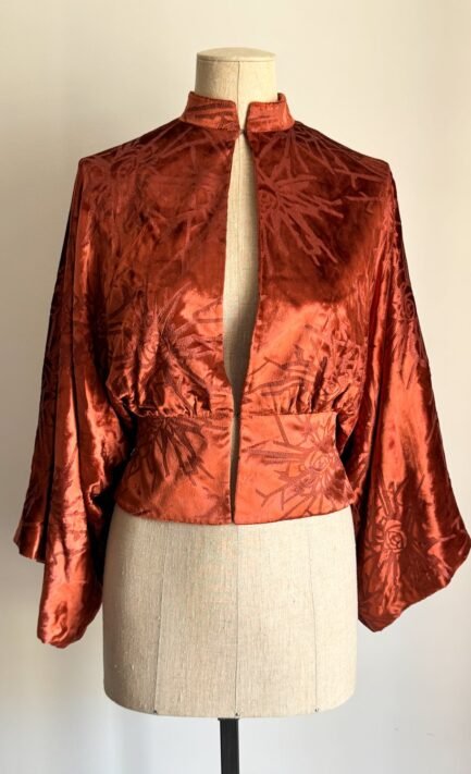 CHLOÉ 1999 Burnt Orange Devoré Velvet Kimono Blouse (S)