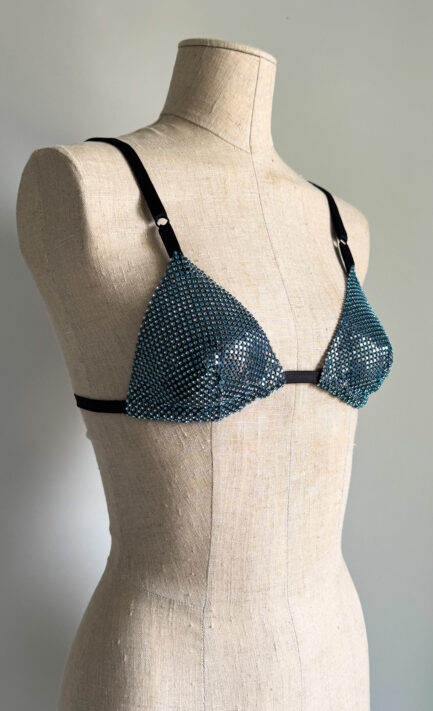 DOLCE & GABBANA 2000 Blue Crystal Embellished Bra (L)