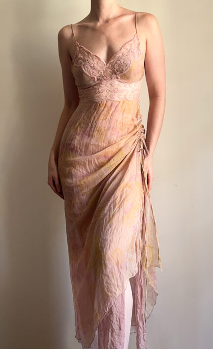 LA PERLA 2003 Pink Beige Silk Sheer Dress (M)