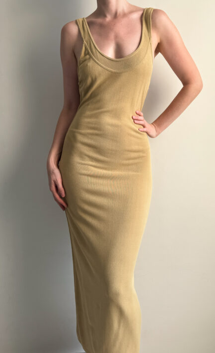 ALAÏA 1987 Butter Yellow Low Back Maxi Dress (M-L)