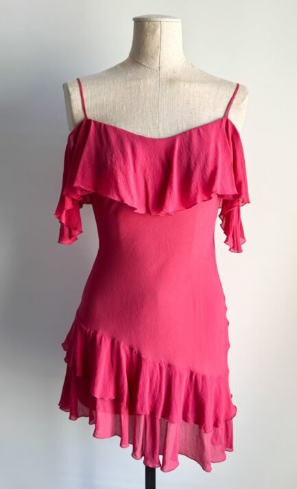 BLUMARINE 1997 Pink Ruffle Mini Dress (XS-S)