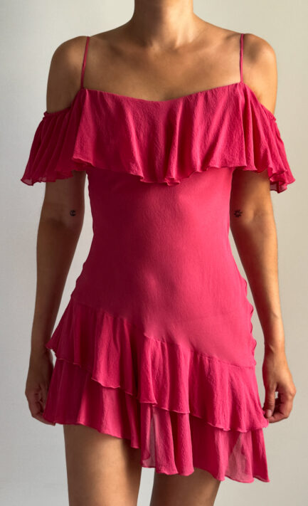 BLUMARINE 1997 Pink Ruffle Mini Dress (XS-S)