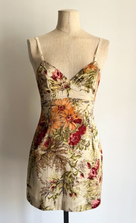 DOLCE & GABBANA 1997 Floral Silk Mini Dress (S)