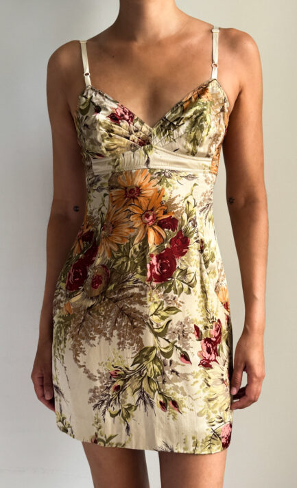 DOLCE & GABBANA 1997 Floral Silk Mini Dress (S)