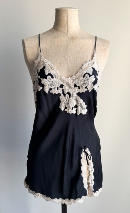 LA PERLA 2000's Navy Silk Mini Slip Dress (S) Reissued design