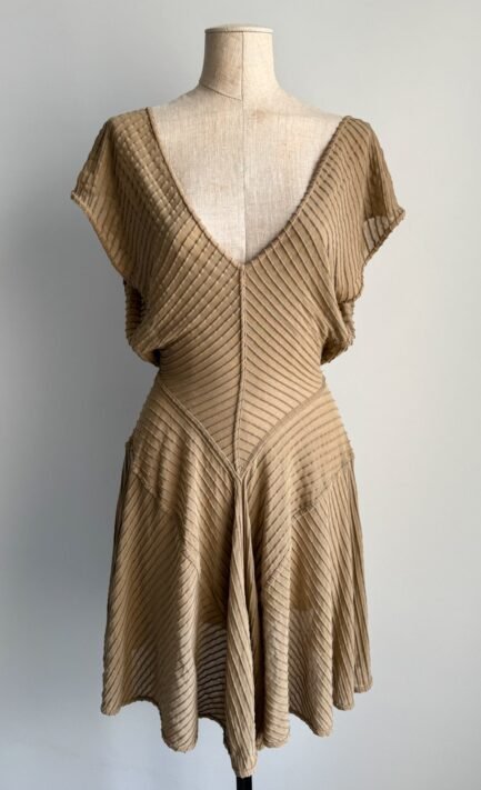 ALAÏA 1989 Beige Textured Skater Dress (S)