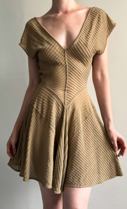 ALAÏA 1989 Beige Textured Skater Dress (S)