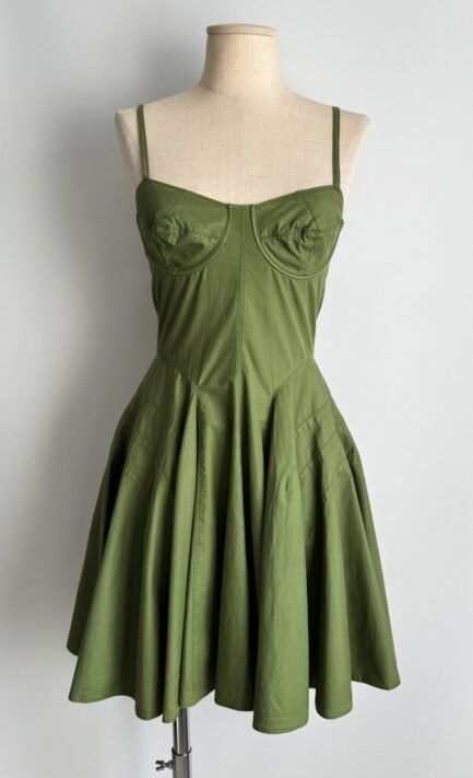 ALAÏA 1989 Green Cotton Mini Skater Dress (XS)