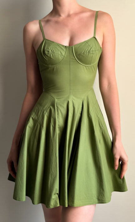 ALAÏA 1989 Green Cotton Mini Skater Dress (XS)