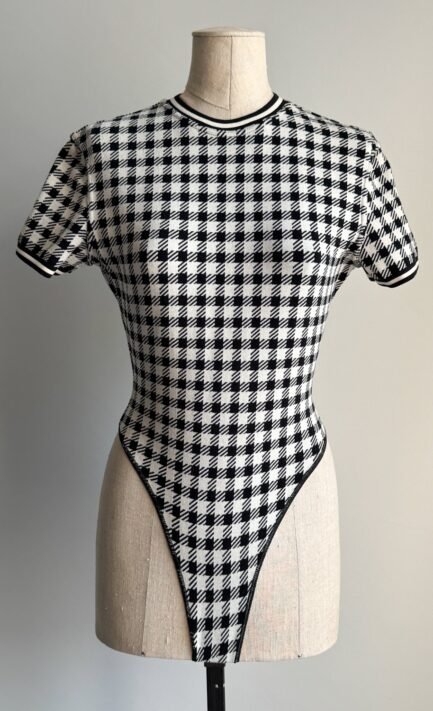 ALAÏA 1991 Tati Black & White Houndstooth Bodysuit (M)