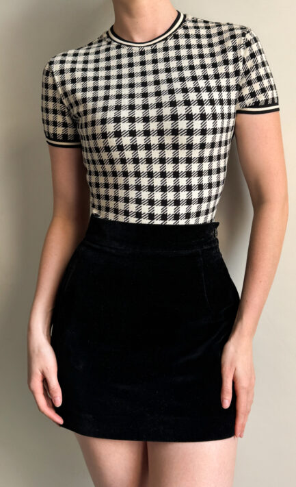 ALAÏA 1991 Tati Black & White Houndstooth Bodysuit (M)