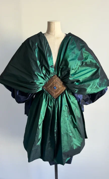 CHLOÉ 1984 Emerald & Navy Silk Butterfly Dress (M)