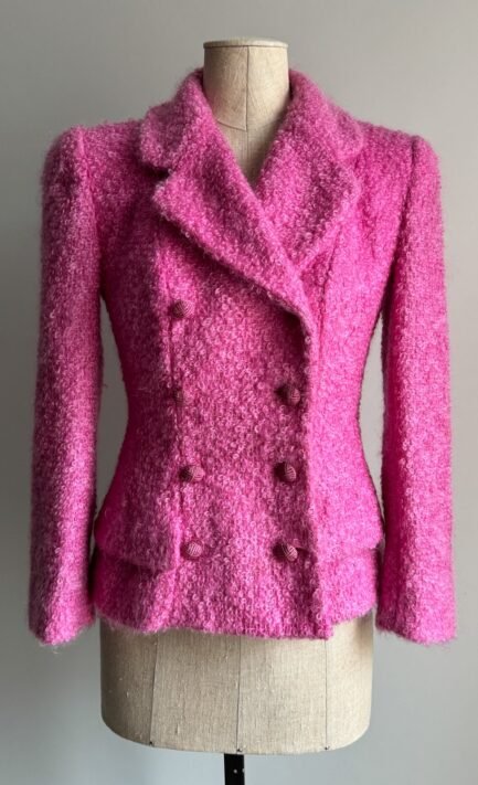 CHRISTIAN DIOR 1997 Pink Tweed Double Breasted Jacket (S)