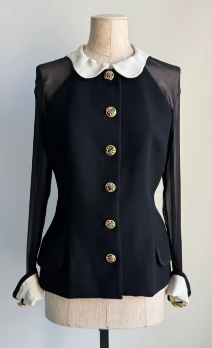 VERSACE 1993 Black Wool & Silk Collar Jacket (M-L)