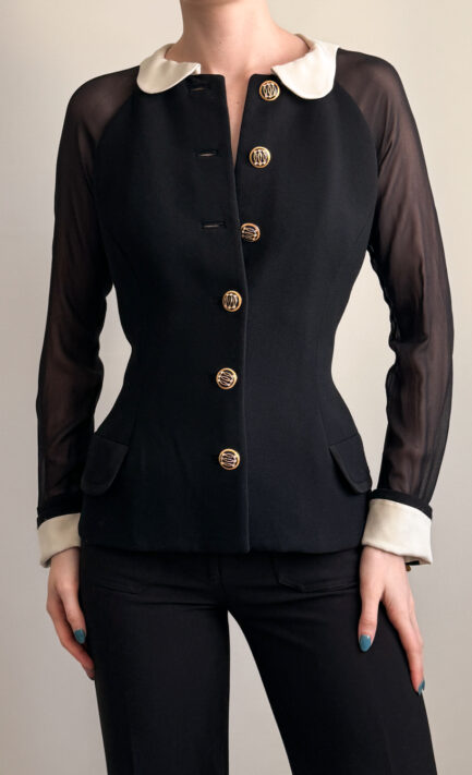 VERSACE 1993 Black Wool & Silk Collar Jacket (M-L)