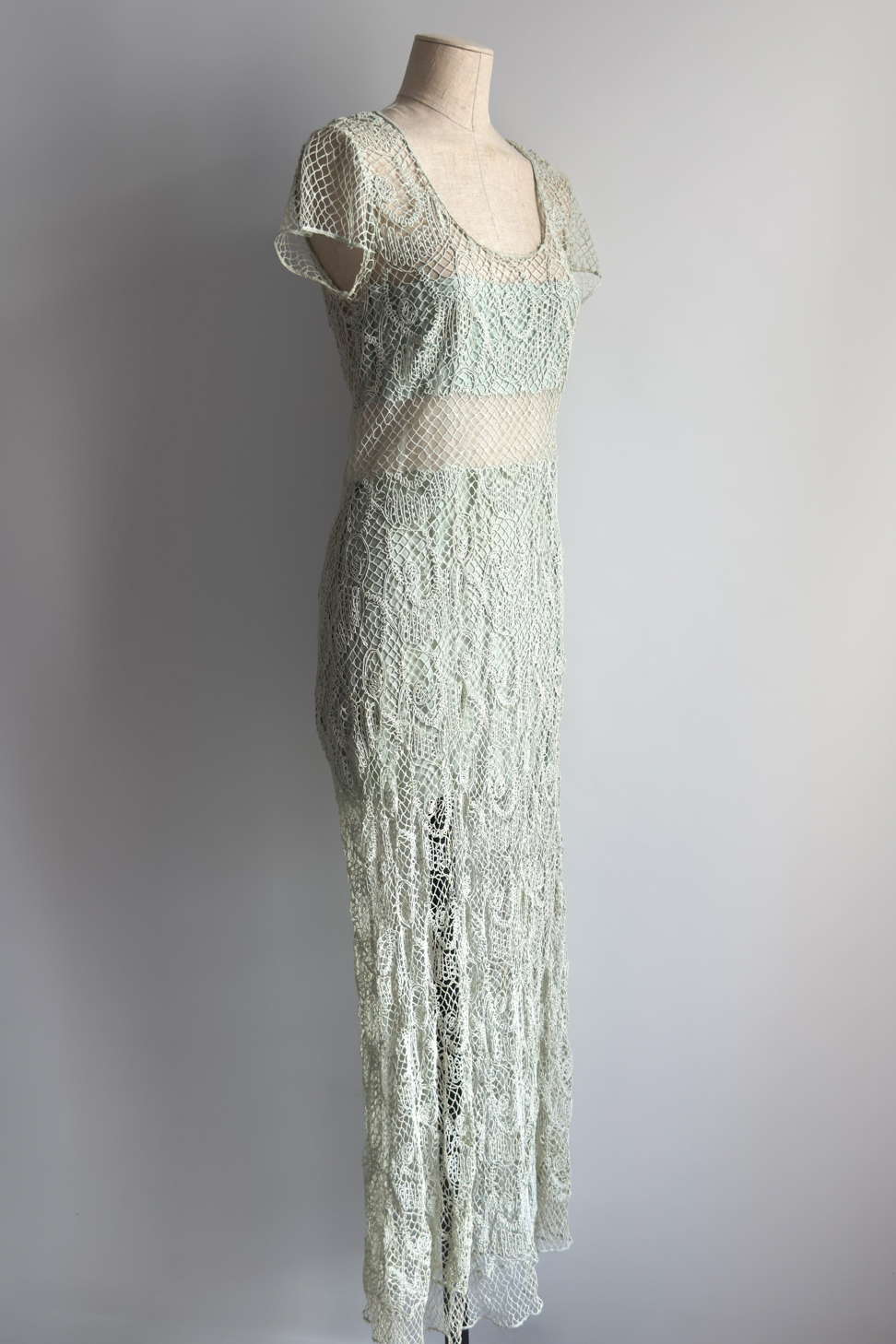 EMERIEU-Chloé-by-Karl-Lagerfeld-SS-1994-vintage-blue-green-light-mint-color-fishet-maxi-dress-2