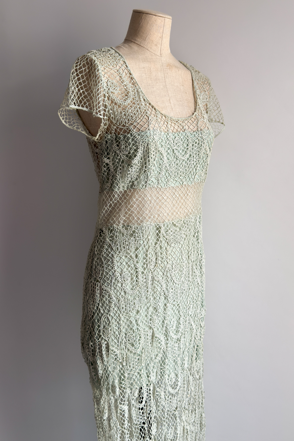 EMERIEU-Chloé-by-Karl-Lagerfeld-SS-1994-vintage-blue-green-light-mint-color-fishet-maxi-dress-6