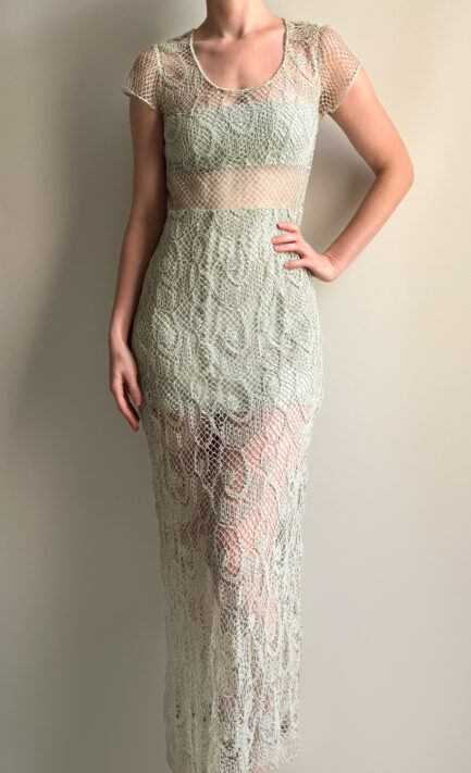 CHLOÉ 1994 Light Mint Fishnet Maxi Dress (M)
