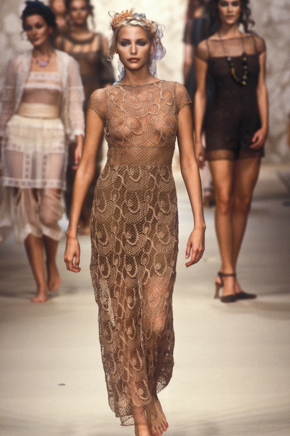 EMERIEU-Chloé-by-Karl-Lagerfeld-SS-1994-vintage-blue-green-light-mint-color-fishet-maxi-dress-runway2