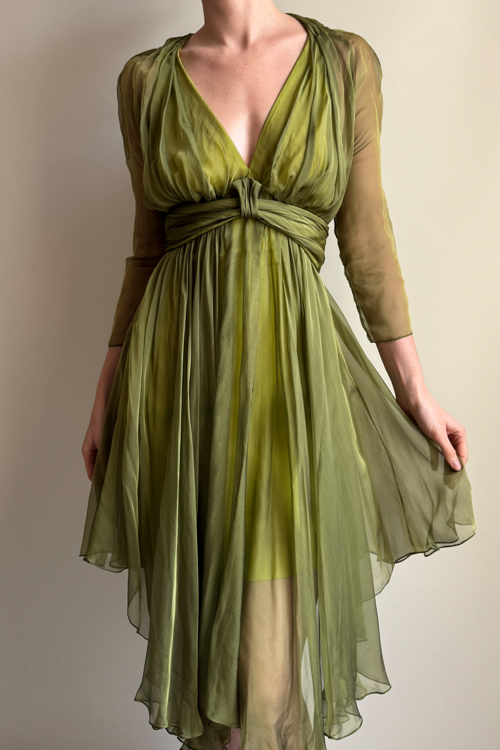 EMERIEU-Chloé-by-Martine-Sitbon-SS-1992-vintage-green-silk-midi-dress-model